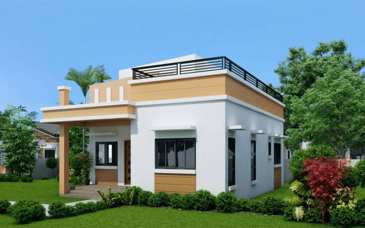 mẫu nhà cấp 4 đẹp 5x20 mái bằng
