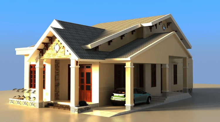 nhà cấp 4 mái Thái 8x12m ở nông thôn