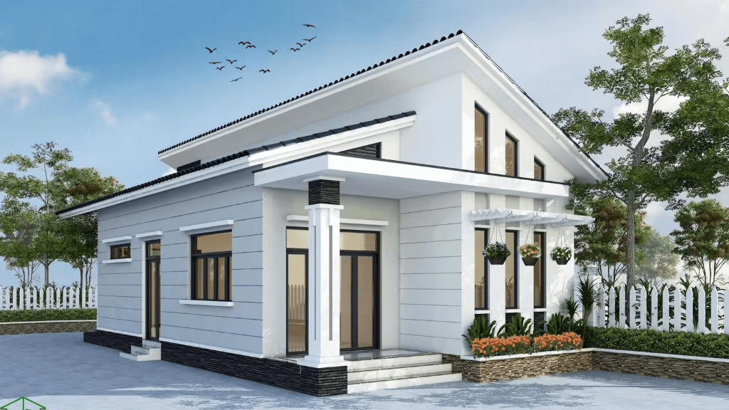 Mẫu nhà cấp 4 mái lệch diện tích 100m²