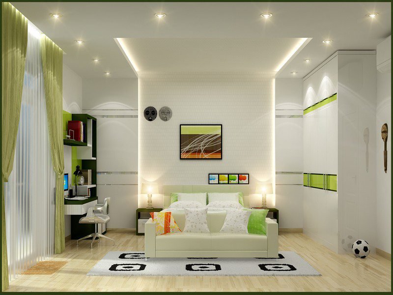 Vách ngăn phòng ngủ bằng thạch cao đơn giản, đẹp